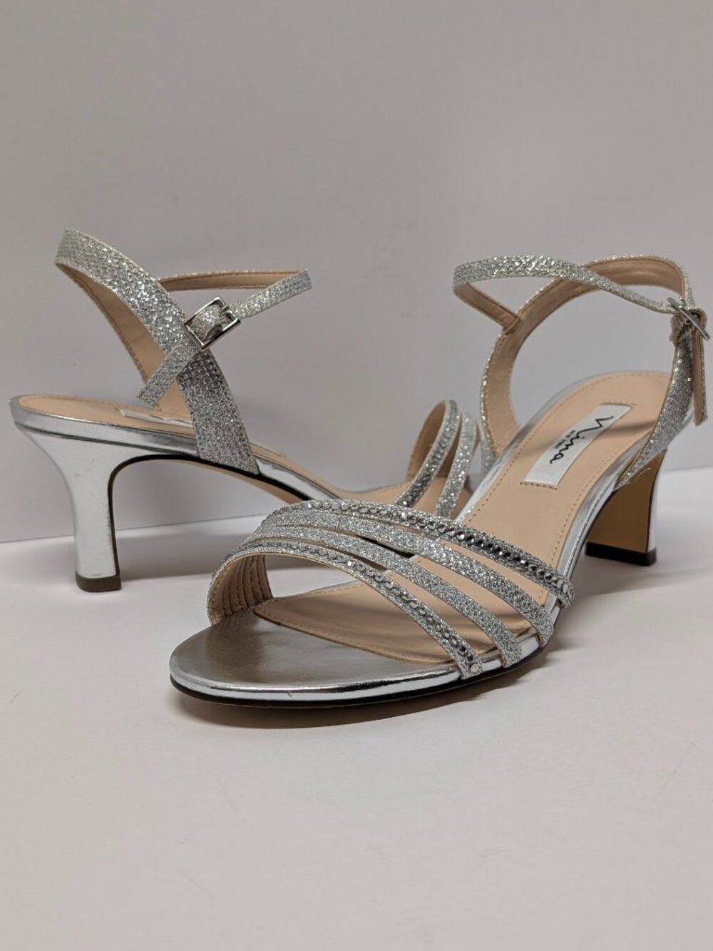 Nina New York Nelena‎ Low Heel Sandals in Silver Dreamland